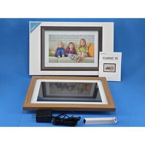 Dragon Touch Classic Digital Picture Frame 10” Wi-Fi, Brown